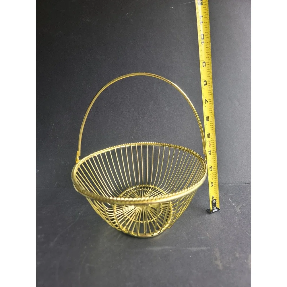 Gold Tone Wire Classic Oval Handled‎ Basket Mid Century Modern NEW